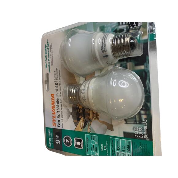 Lot of 4 Sylvania Compact Fluorescent Light Bulb Fan Soft White Mini 9W New - Picture 3 of 5